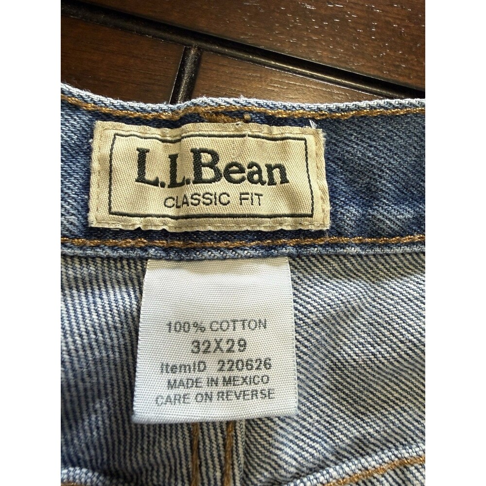 🔥32x29 Mens Jeans Classic Fits 32x27.5 Straight Blue Denim 100% Cotton LL Bean - Picture 4 of 10